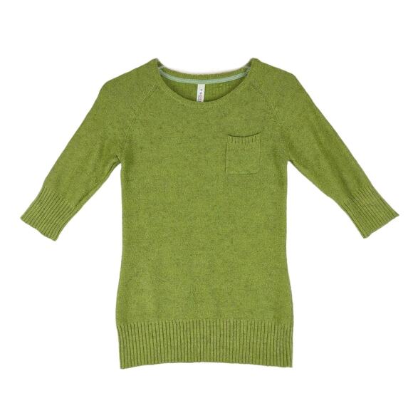 Soybu Women's S Green 3/4 Sleeve Pocket Sweater Wool Alpaca Blend Preppy Classic - Picture 1 of 5